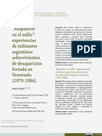 Artículo - "Reaparecer en El Exilio" Experiencias de Militantes Argentinos Sobrevivientes de Desaparición Forzada en Venezuela (1979-1984) PDF