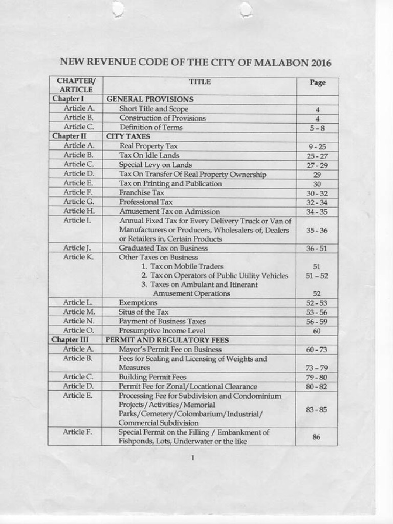 Revenue Code Malabon PDF PDF