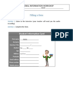 Filling A Form: Student Information Card