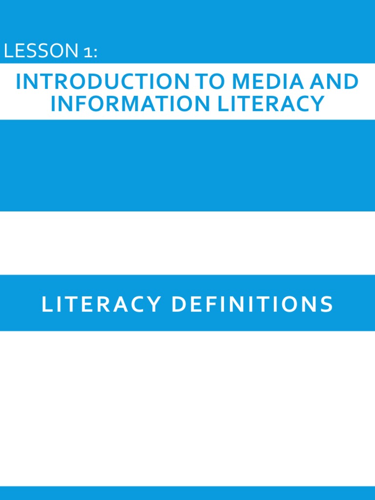Lesson 1:: Introduction To Media and Information Literacy | PDF