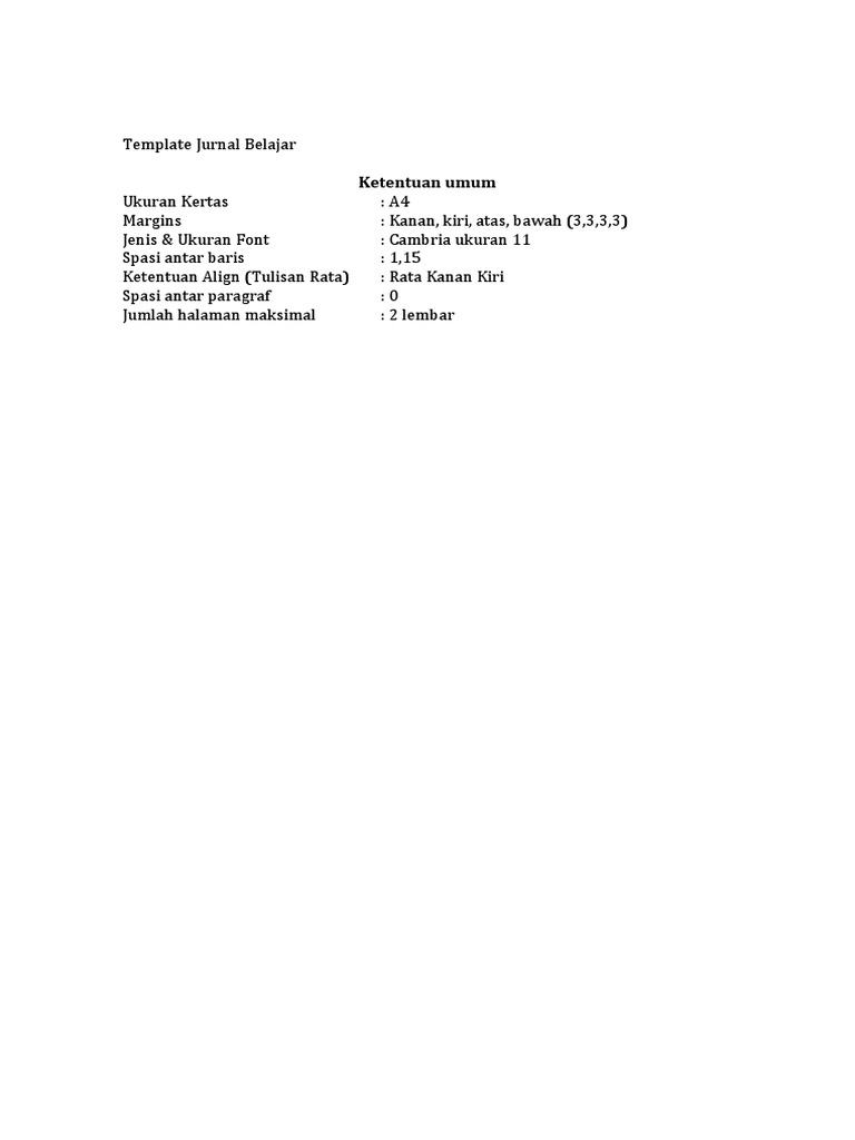 Template Jurnal Pembelajaran A4 | PDF