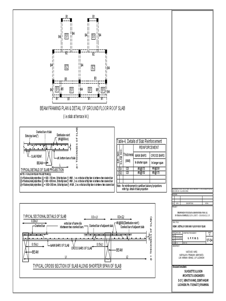 Beam Framing Plan & Detail of Ground Floor Roof Slab | PDF ...