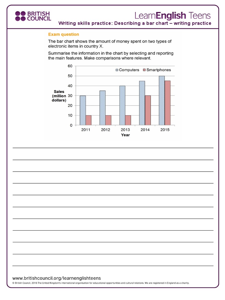 Writing Skills Practice: Describing A Bar Chart - Writing Practice | PDF