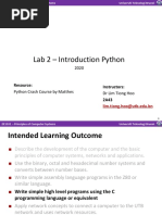 Lab 2 - Introduction To Python Programming PDF