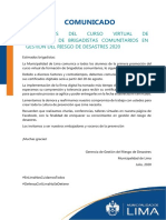 Comunicado Certificados AGOSTO