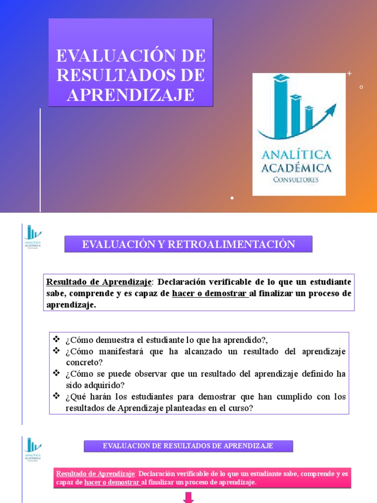 Evaluación de Resultados de Aprendizaje | PDF | Rúbrica (Académica ...
