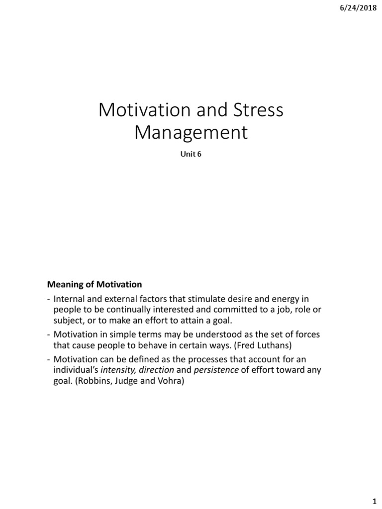 Motivation and Stress Management Insights | PDF | Motivation | Motivational