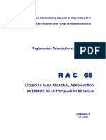 RAC 65 - Licencias para El Personal Aeronáutico, Diferente de La Tripulación de Vuelo