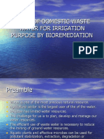 Reuse of Domestic Waste Water For Irrigation Purpose by Bioremediation