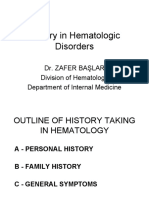 History in Hematologic Disorders