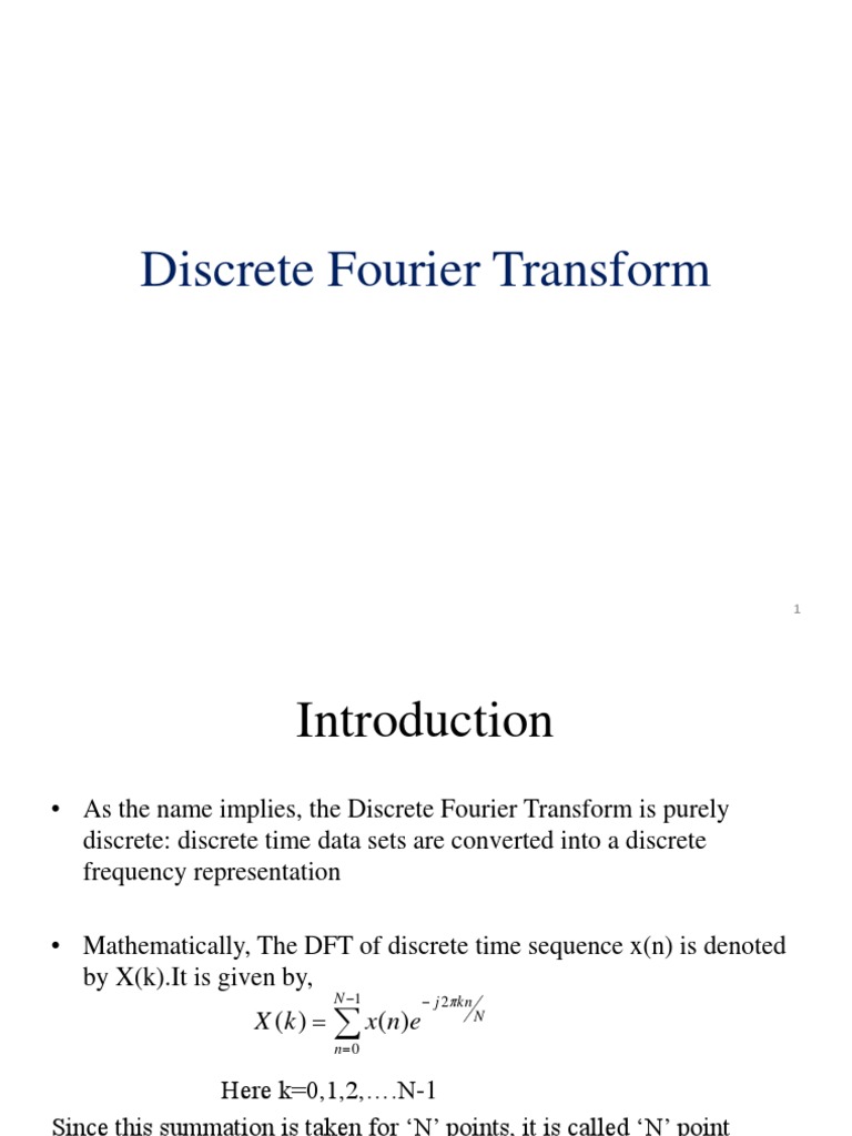 DFT Slides PDF | PDF | Discrete Fourier Transform | Functional Analysis