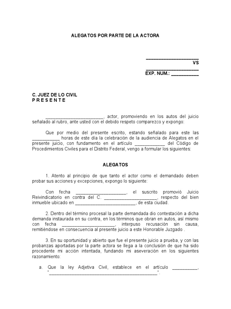 Alegatos Por Parte de La Actora | PDF | Virtud | Información del gobierno