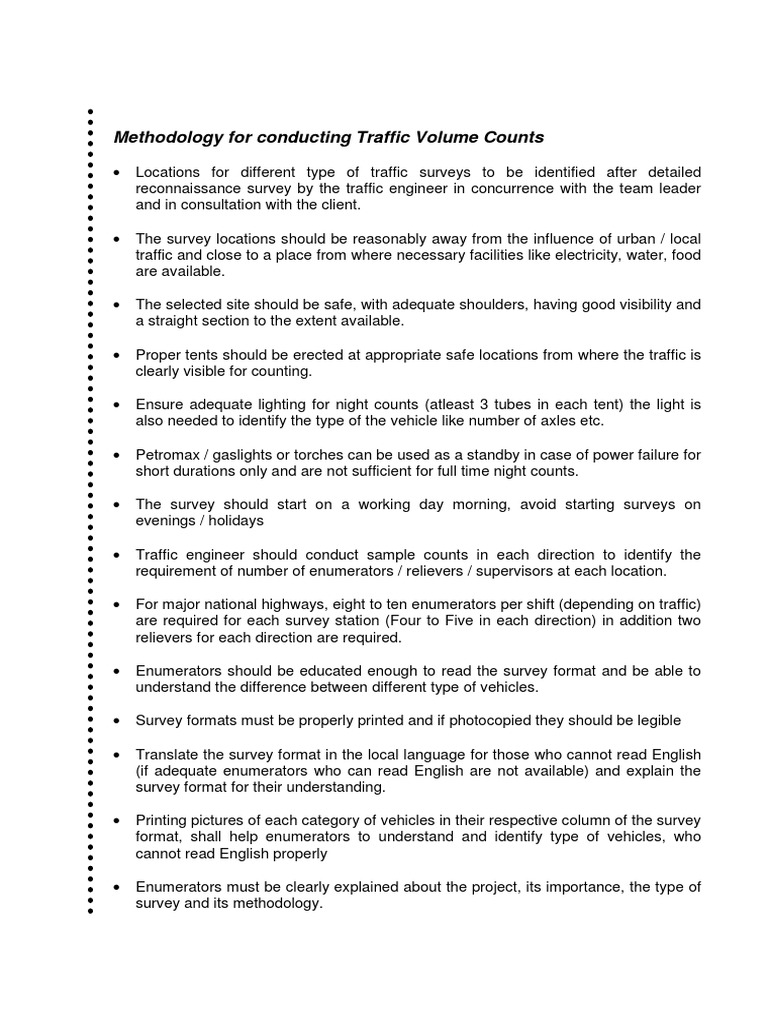 Traffic Volume Count Methodology | PDF | Traffic | Road Transport
