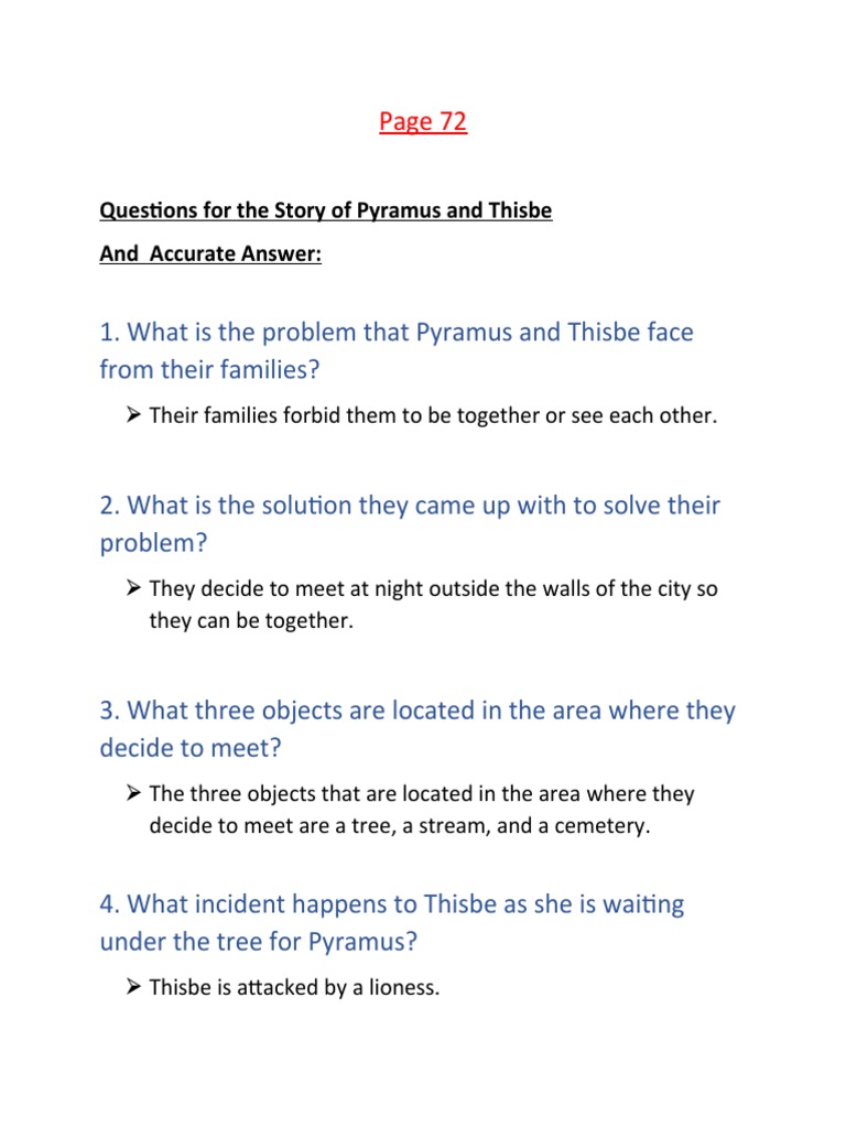 Pyramus and Thisbe: Key Questions & Answers | PDF