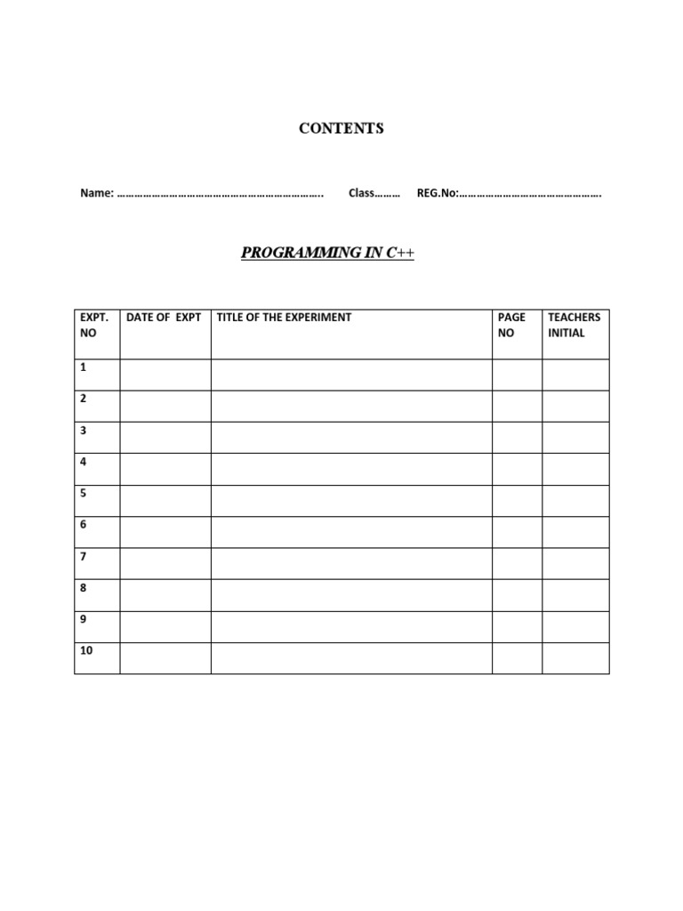 C++ Programming Experiment Log | PDF