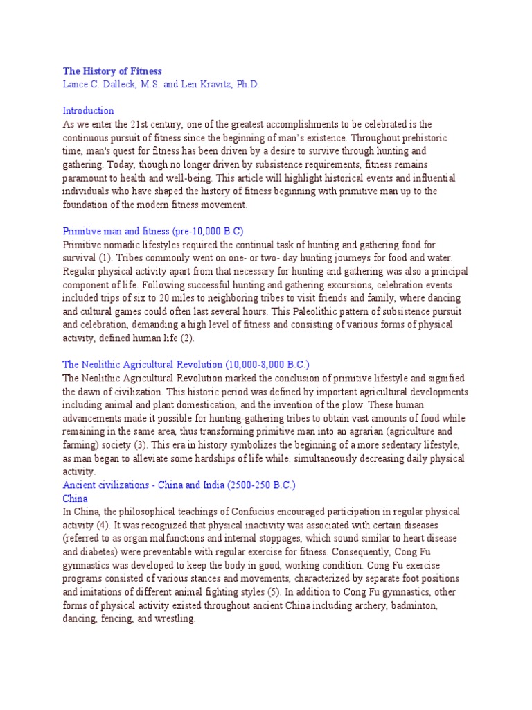 The History of Fitness | PDF | Physical Fitness | Wellness
