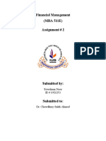 Financial Management (MBA 511E) Assignment # 2: Nowsheen Noor ID # 1921251