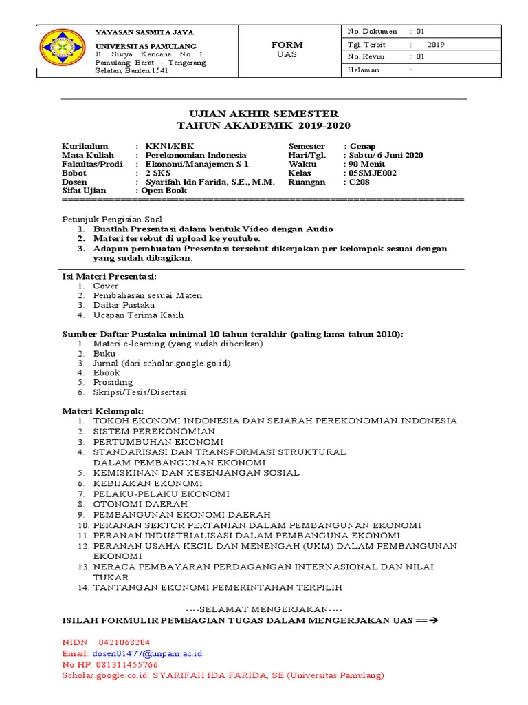 Soal Uas Perekonomian Indonesia Reg C Modul 2 Docx