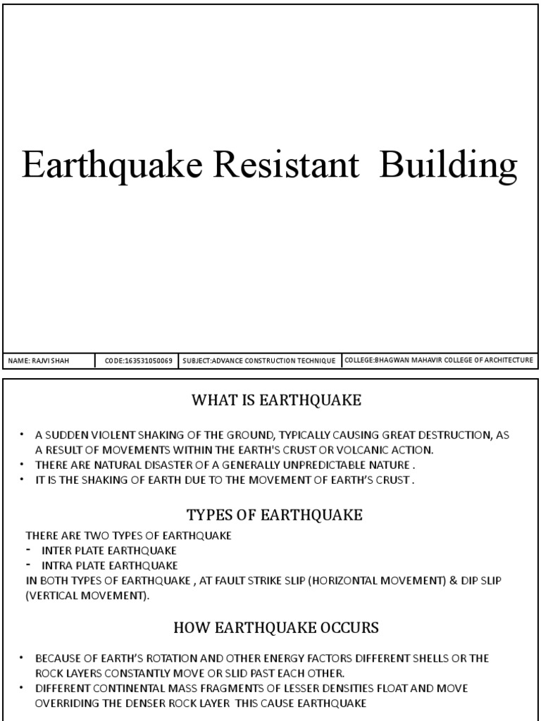 Earthquake Resistant Building Techniques | PDF | Earthquakes | Plate ...