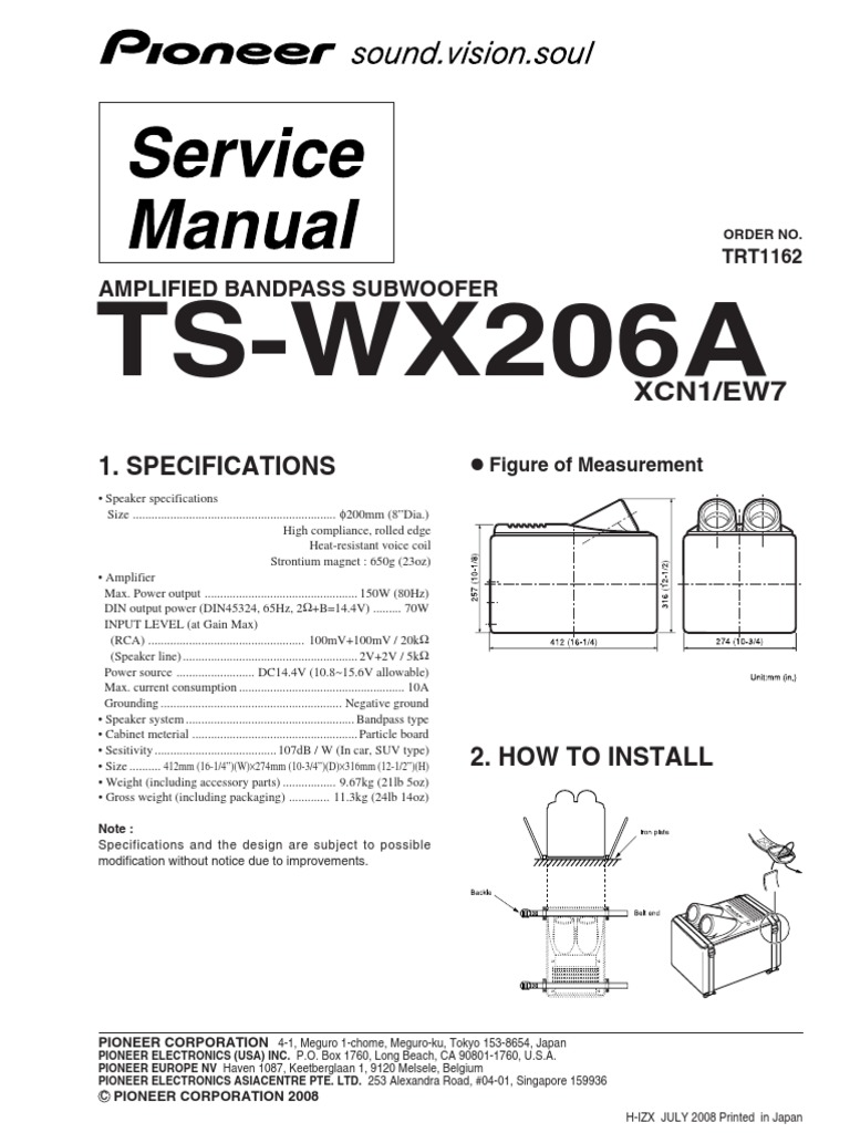 TS-WX206A Pioneer Service | PDF Loudspeaker | Electronics