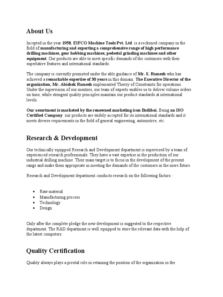 About Us | PDF | Inventory | Sales