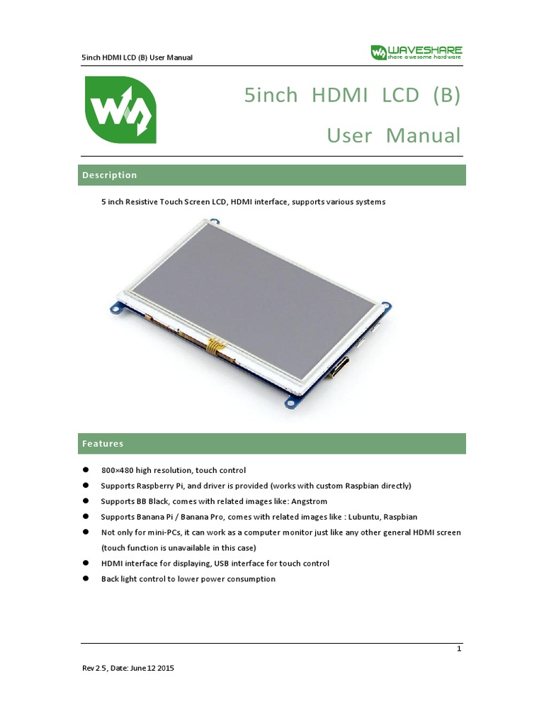 5inch HDMI LCD (B) User Manual: Description | PDF | Raspberry Pi | Sudo