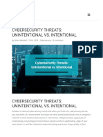 Cybersecurity Threats: Unintentional vs. Intentional: by Grace Mendzef - Oct 4, 2018 - Cybersecurity - 0 Comments