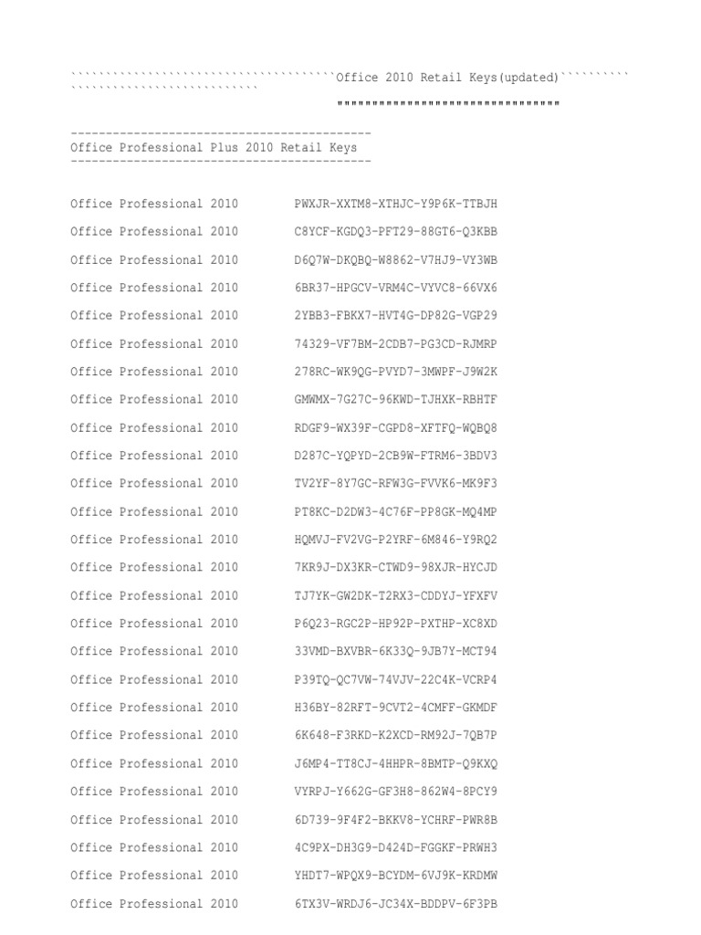 All Version Office Keys(updated) Share Point Windows 7