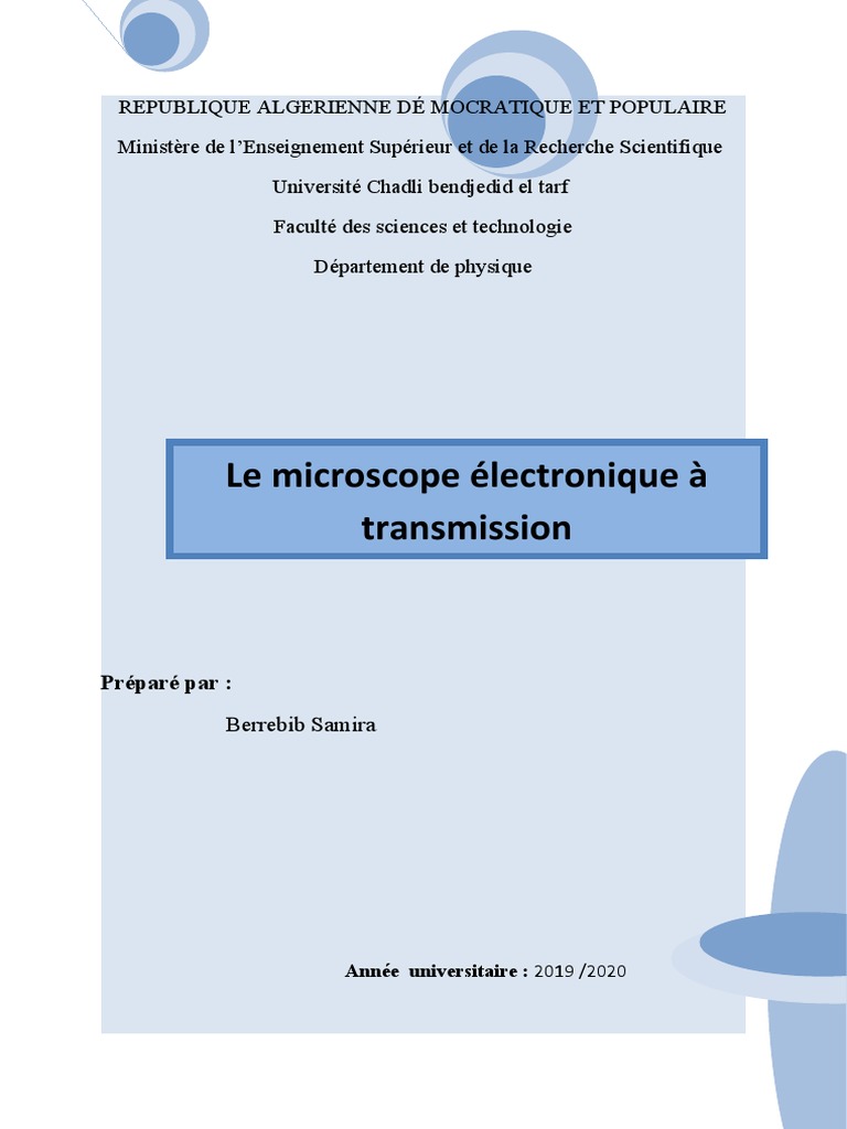 Définition  Microscope électronique en transmission - MET - TEM