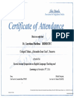 Certificate of Attendance: Ms. Loredana Marilena IRIMICIUC Colegiul Tehnic Alexandru Ioan Cuza", Suceava