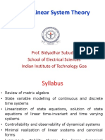 EE-601: Linear System Theory: Prof. Bidyadhar Subudhi School of Electrical Sciences Indian Institute of Technology Goa