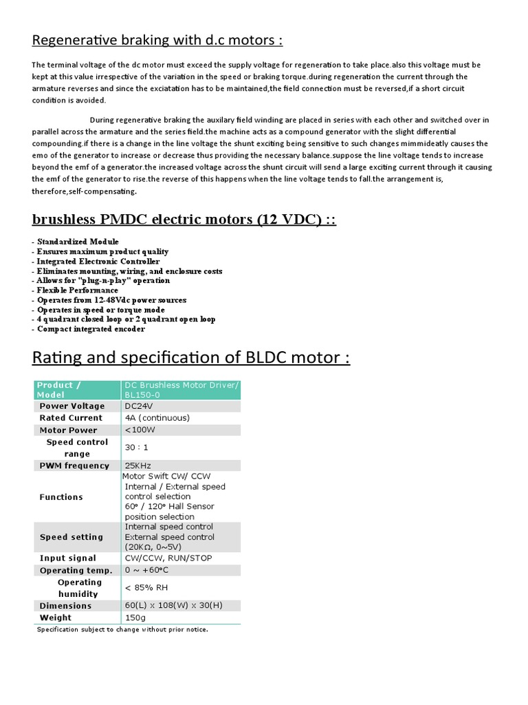 Regenerative Braking in DC Motors | PDF | Electric Motor | Electric ...