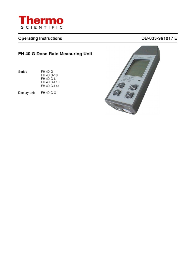 Thermo Electron FH 40GL Manual PDF PDF Radioactive Contamination