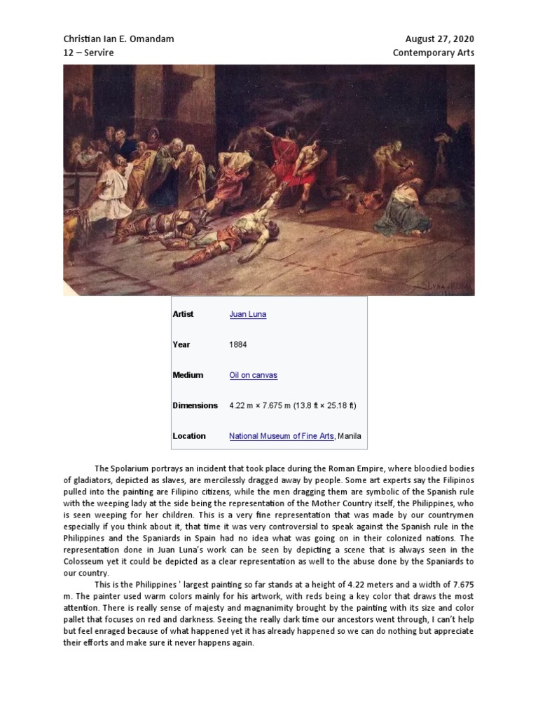 Juan Luna's Spolarium Analysis | PDF