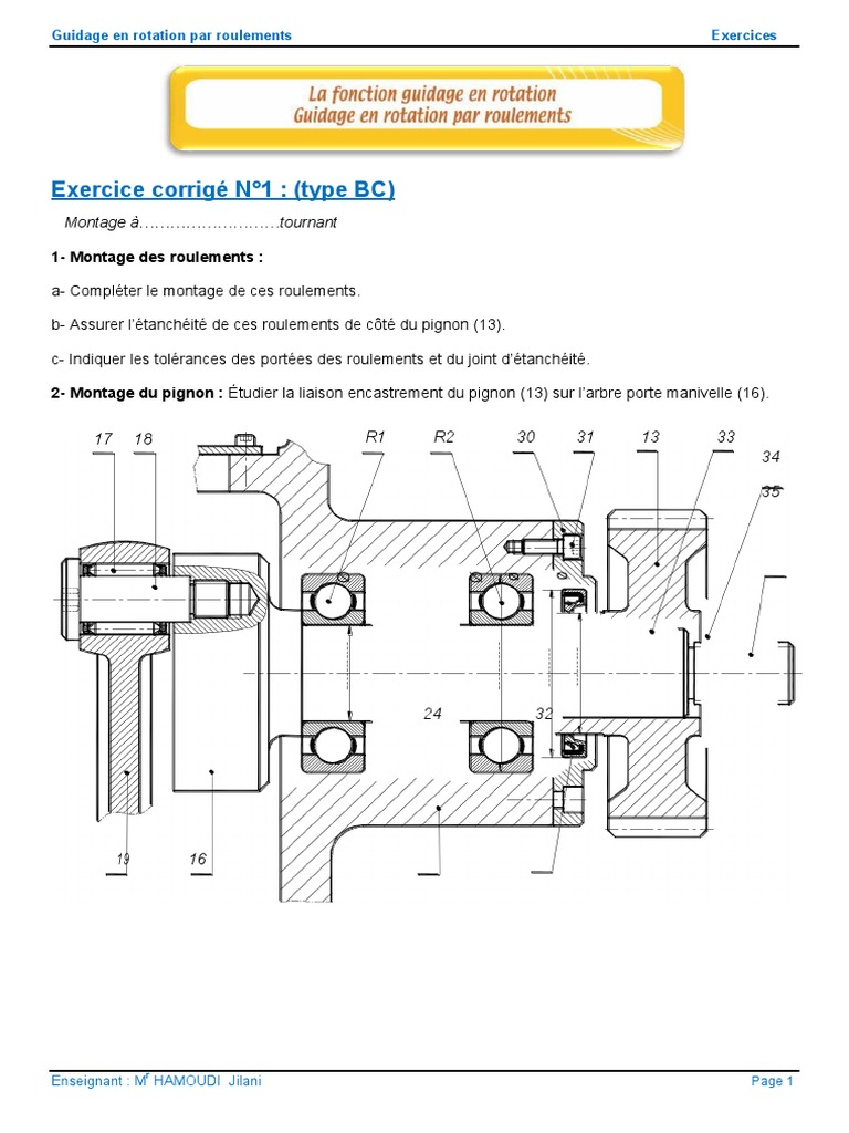 Exercices sur le guidage en rotation | PDF