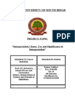 Central University of South Bihar: Project-Topic "Interpretation Clause: Use and Significance in Interpretation"