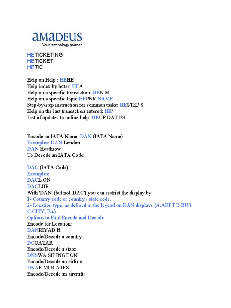 Amadues Code | Download Free PDF | Written Communication | Airlines