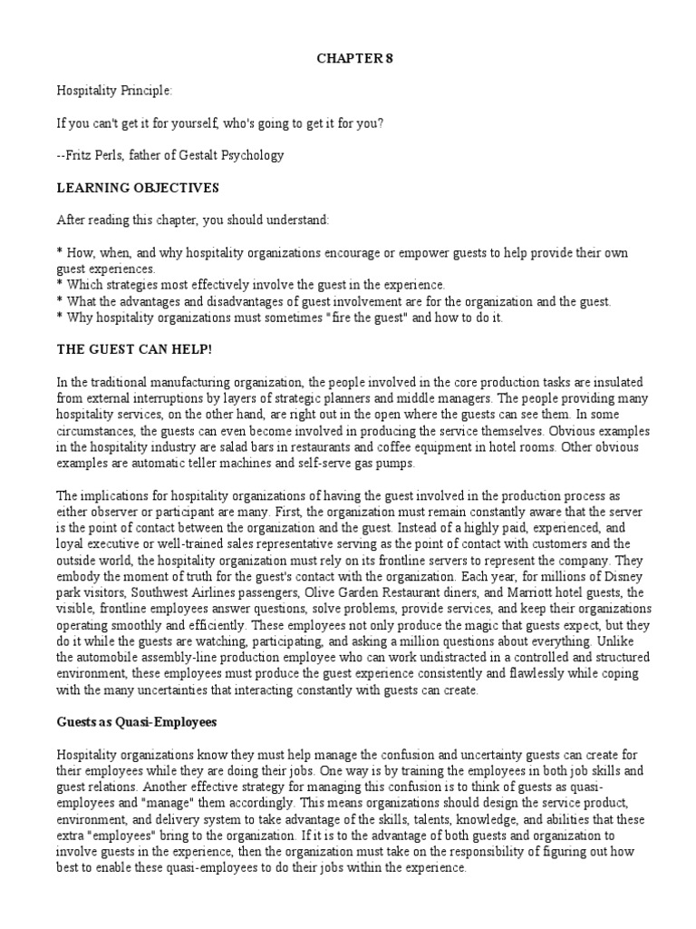 Guest Involvement in Hospitality Services | PDF | Buffet | Waiting Staff