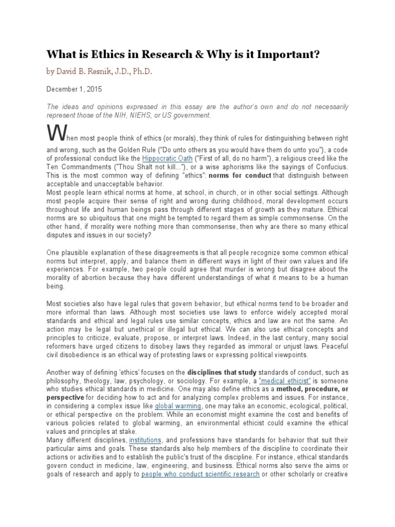 Ethics In Research Pdf Morality Golden Rule