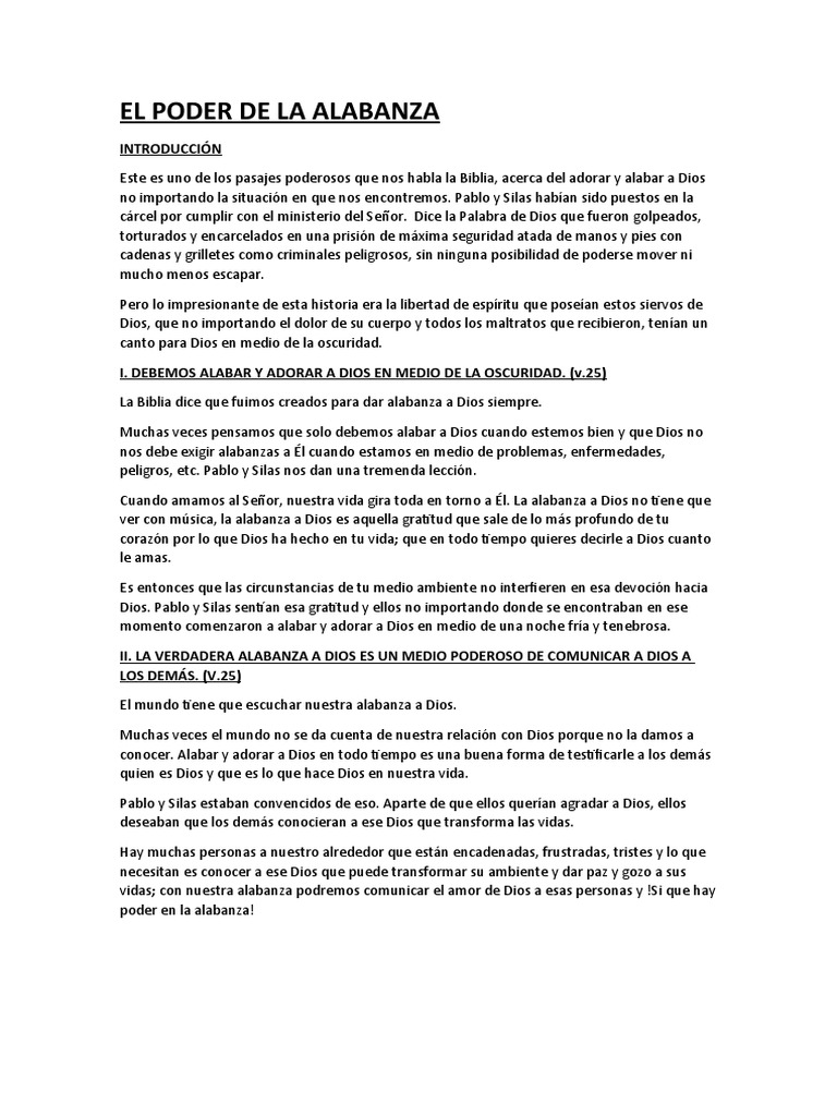 El Poder Transformador de la Alabanza | PDF | Dios | Pablo el apóstol