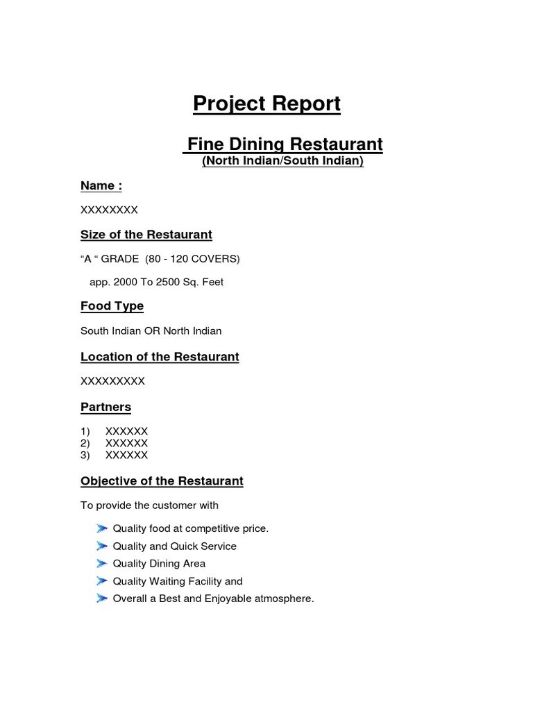 Restaurant Project Report Restaurants Foodservice