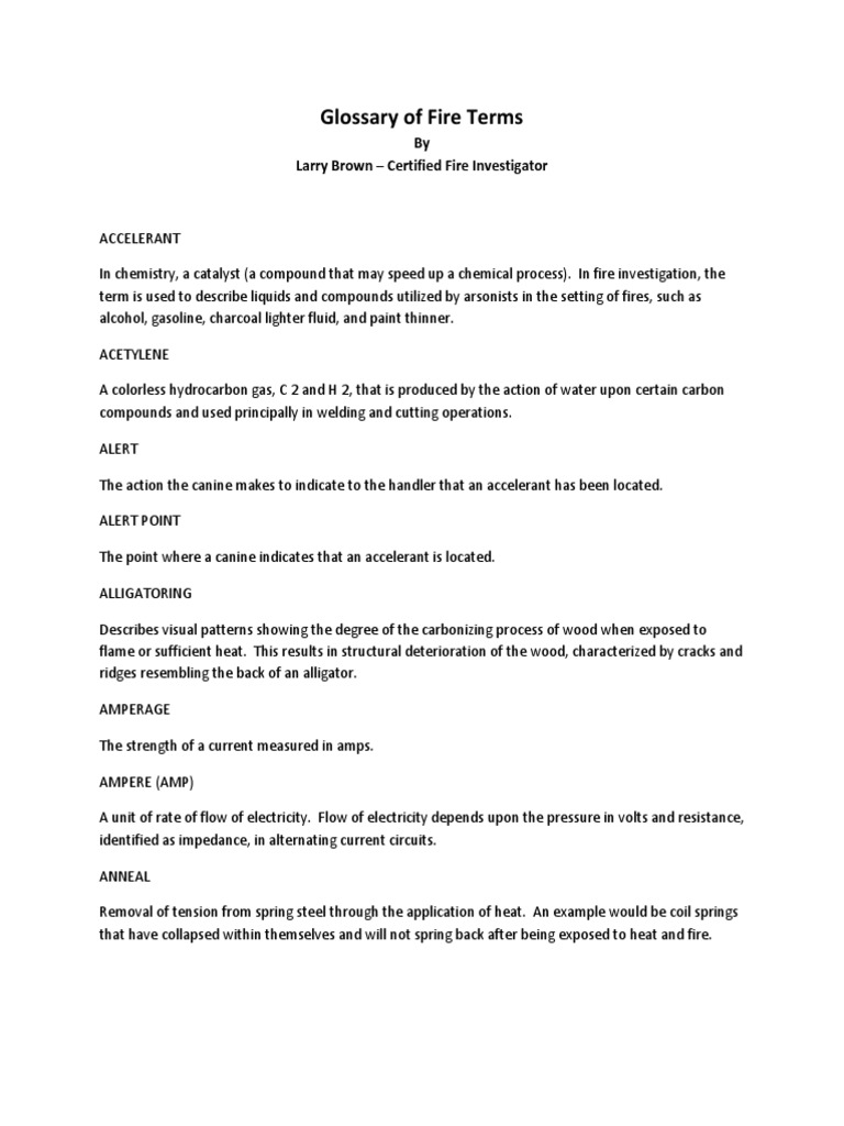 Glossary Fire Terms | PDF | Combustion | Fires