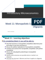 ECW1101 Introductory Microeconomics: Week 11: Monopolistic Competition Oligopoly