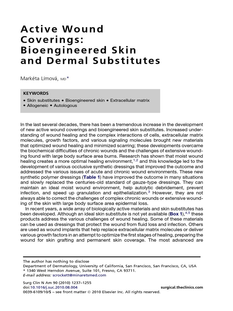 Dermal Matrices And Bioengineered Skin Substitutes – MVFG
