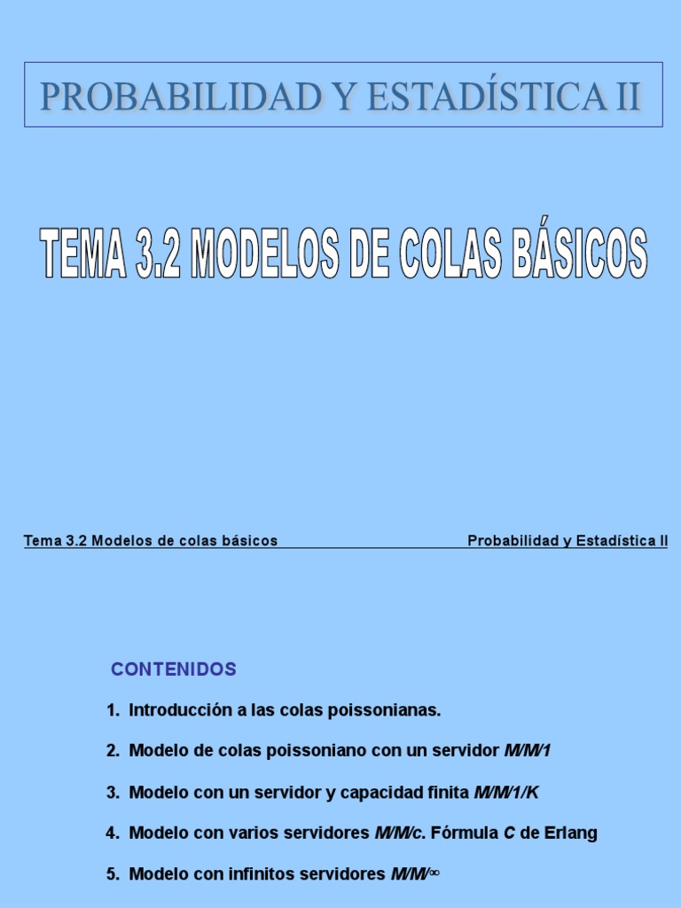 3.2 Modelos de Colas Basicos PDF | PDF | Distribución de veneno ...