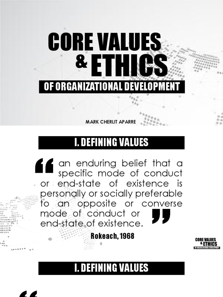Chapter 3 - Core Values and Ethics of OD - Aparre | PDF | Organization ...