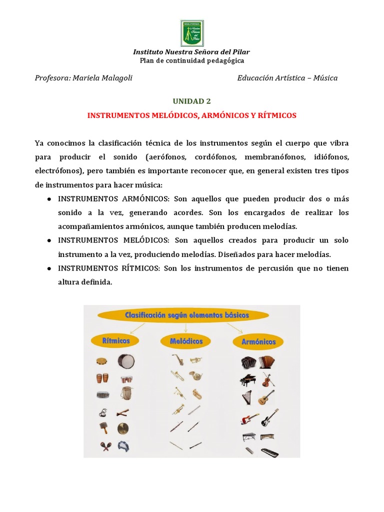 1° A Clase 8 (67) Instrumentos Armónicos, Melódicos y Rítmicos PDF