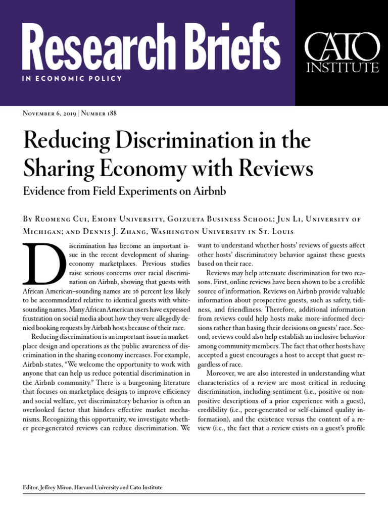 Reducing Discrimination in The Sharing Economy With Reviews Evidence