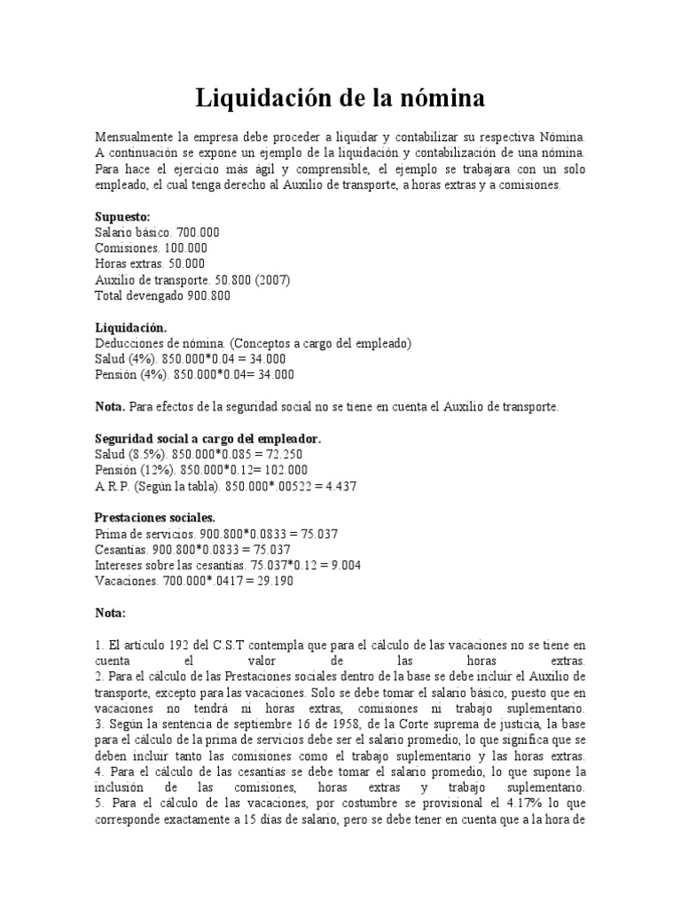 Liquidación y Contabilización de Nómina | PDF | Salario | Pensión