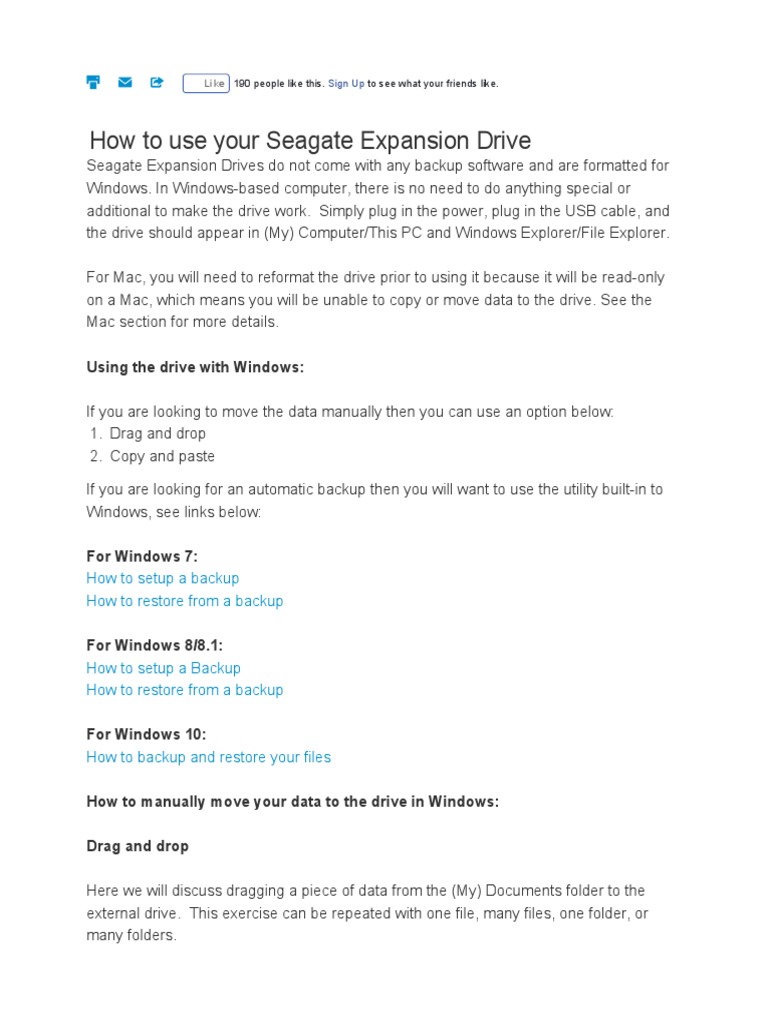 How to Use a Seagate External Hard Drive Instructions for Manually
